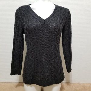 MIXT by Heidi Weisel sweater Medium metallic weave knit v-neck pullover